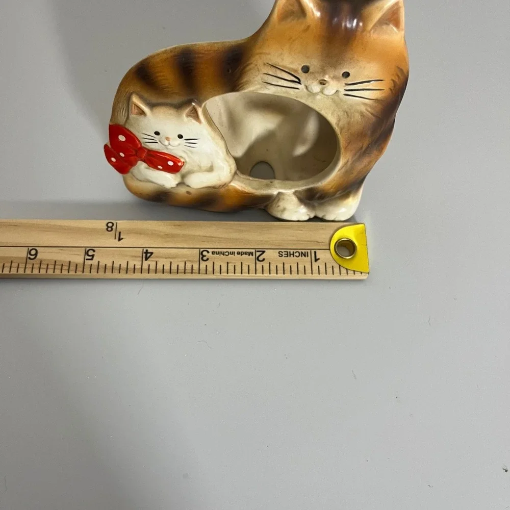Vintage Made in Japan Kitchy Cats Slide In‎ Ceramic Photo Frame
